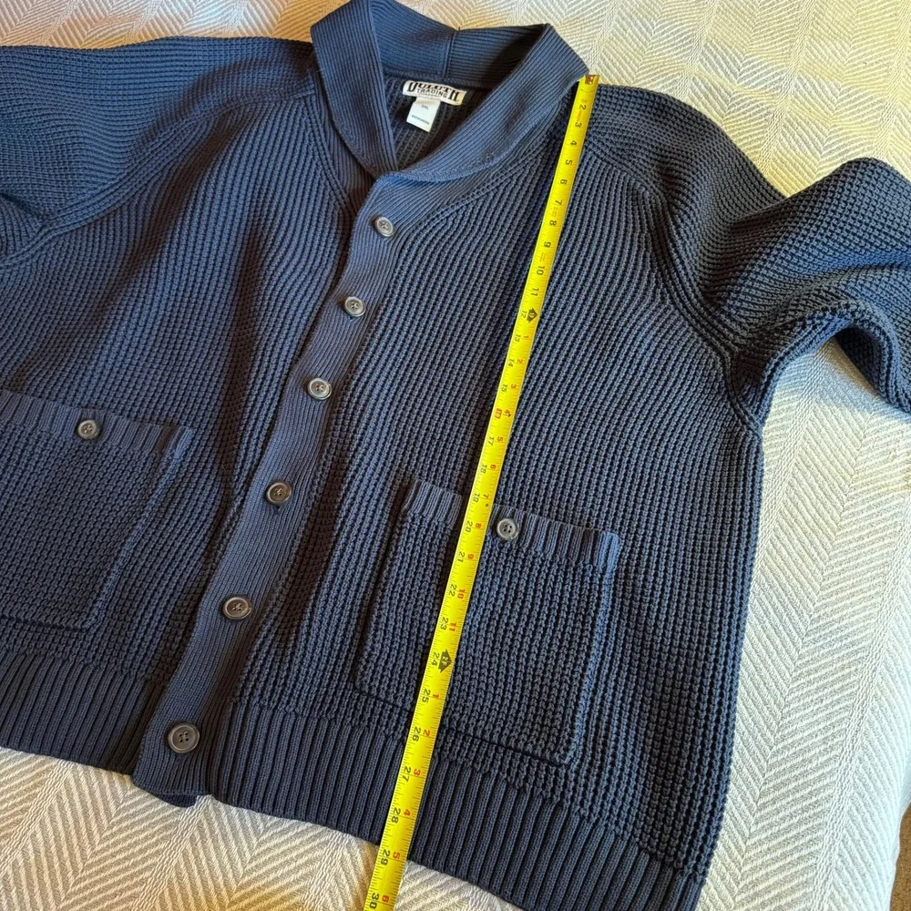 Duluth Trading Co Burly Retirement‎ Shawl Collar Waffle Cardigan Navy 3XL